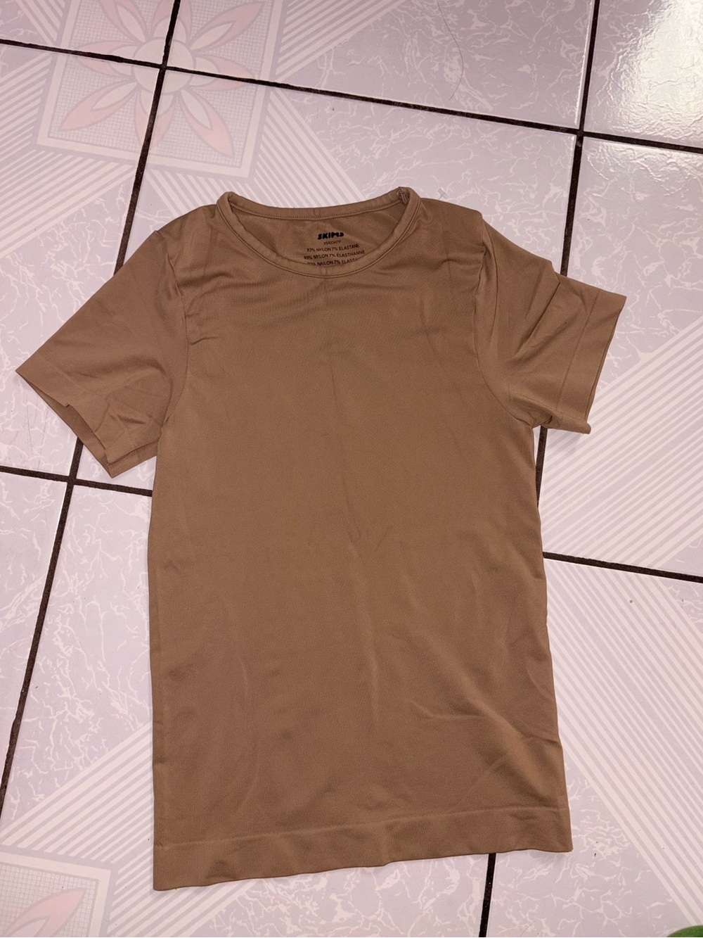 SKIMS Short Sleeve Crew in Tan